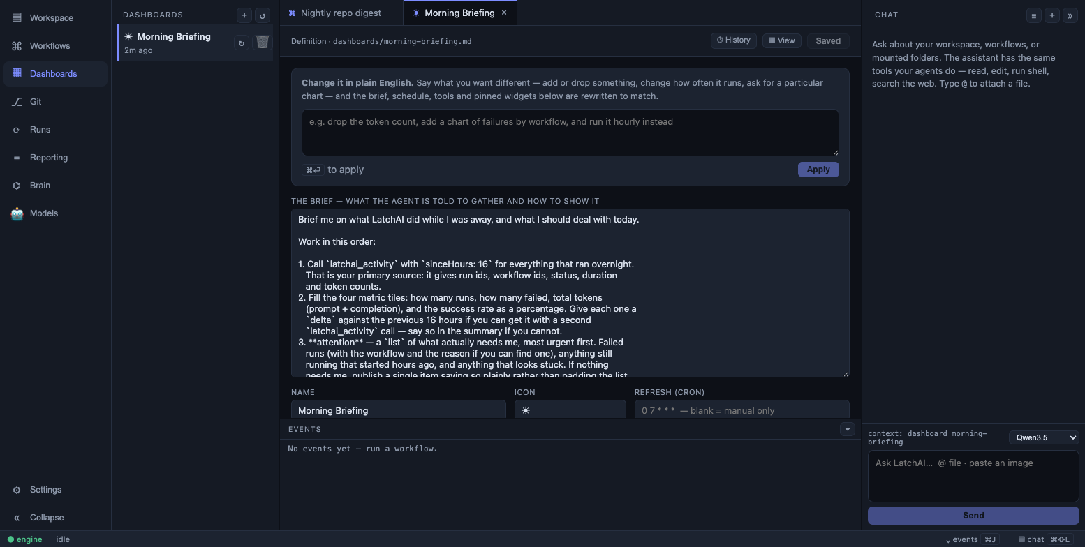 The dashboard editor